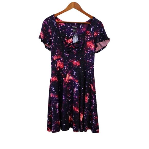Hot Topic NWT glow in the dark fit & flare galaxy universe dress size medium - Picture 10 of 14